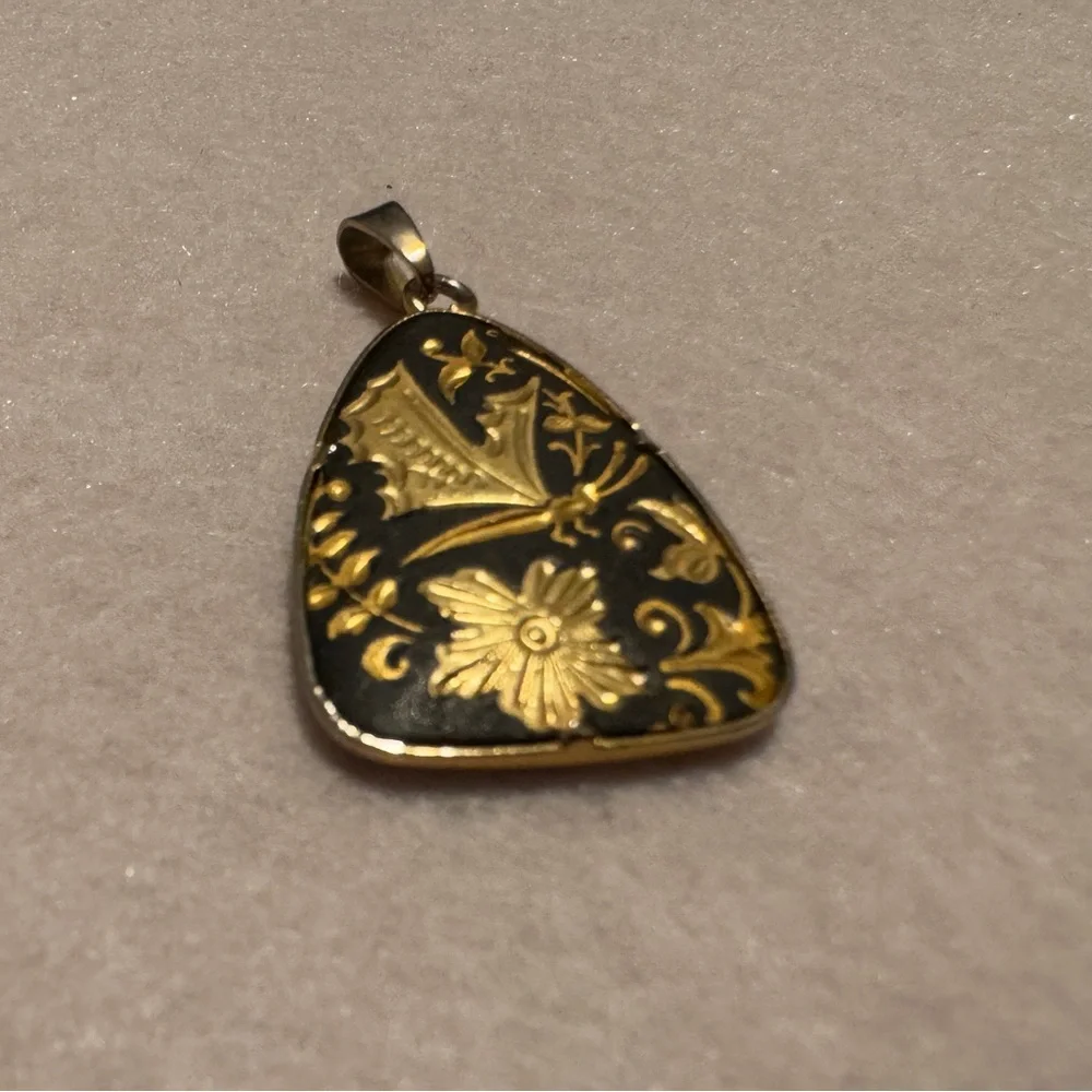 Vintage Gold and Black Pendant